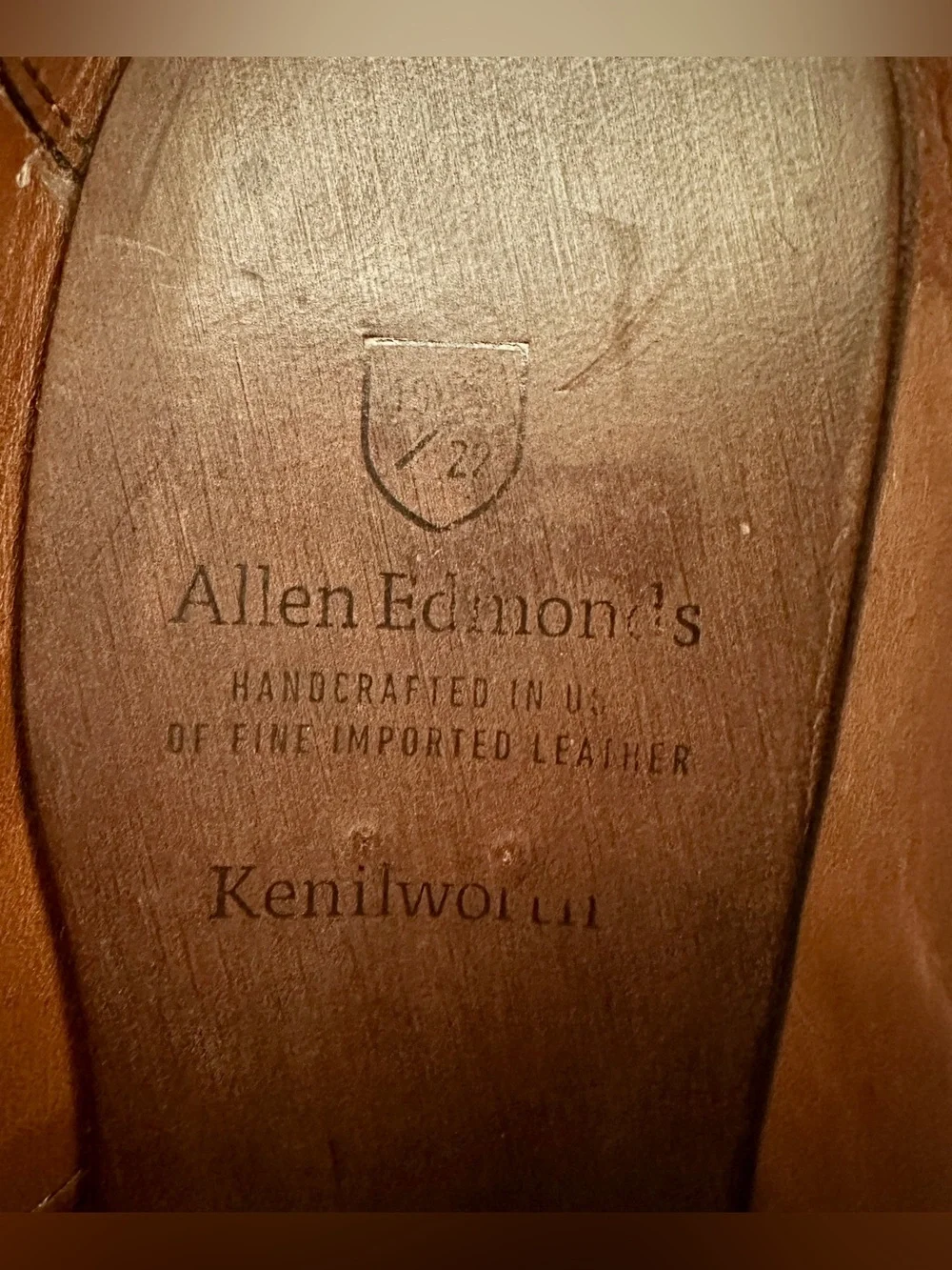 Allen Edmonds Kenilworth Brown Leather Plain Toe Bluchers Oxfords US 8.5 D $450